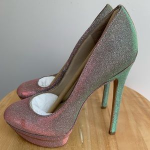 Brian Atwood iridescent 5” platform pumps